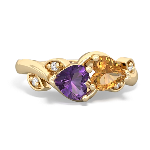 amethyst-citrine floral keepsake ring