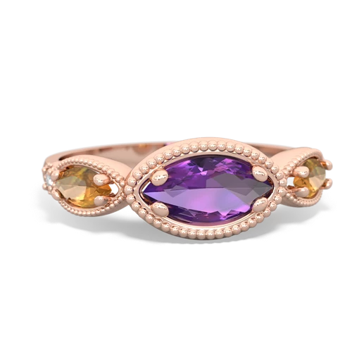 amethyst-citrine milgrain marquise ring