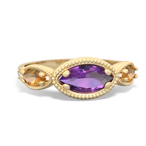 amethyst-citrine milgrain marquise ring