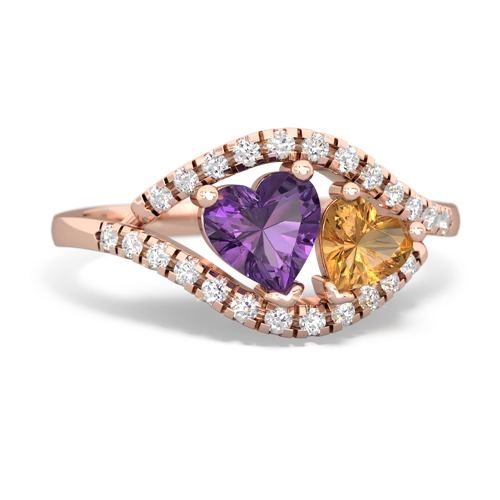 Amethyst Genuine Amethyst with Genuine Citrine Mother and Child ring Ring