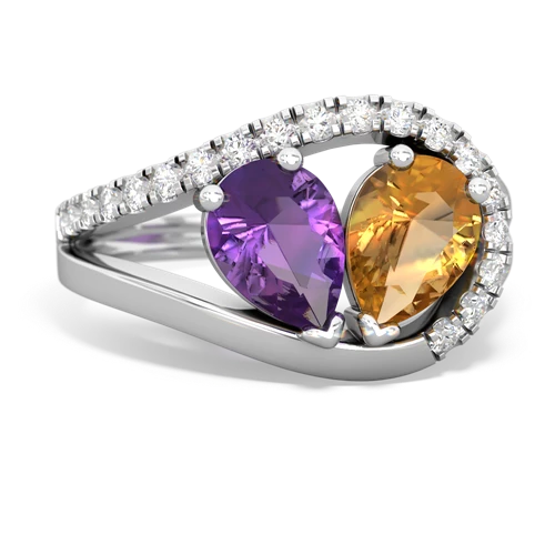 amethyst-citrine pave heart ring