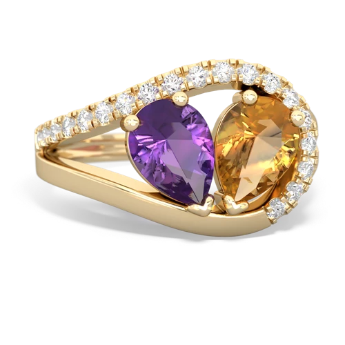 amethyst-citrine pave heart ring