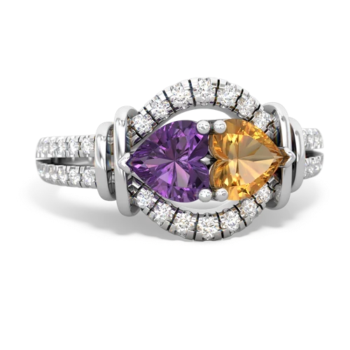 Amethyst Genuine Amethyst with Genuine Citrine Art-Deco Keepsake ring Ring