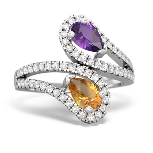 amethyst-citrine pave swirls ring