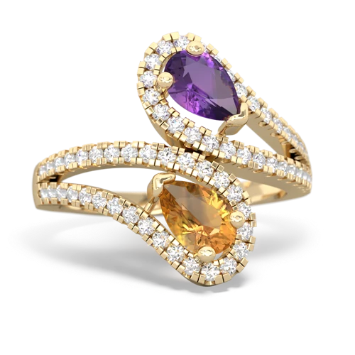 amethyst-citrine pave swirls ring