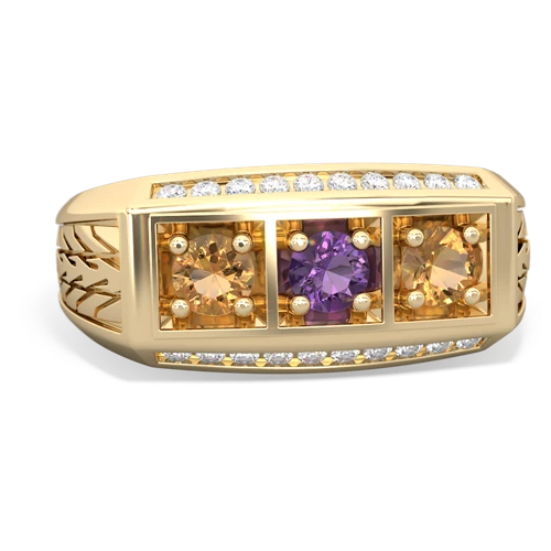 amethyst-citrine three stone ring