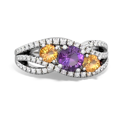 amethyst-citrine three stone pave ring