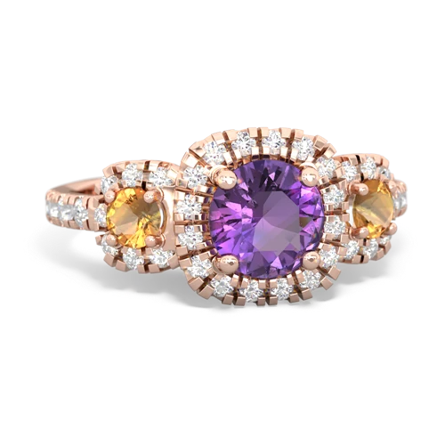 Genuine Amethyst with Genuine Citrine and Lab Created Ruby Regal Halo ring