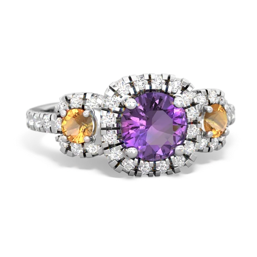 Amethyst Genuine Amethyst with Genuine Citrine and  Regal Halo ring Ring