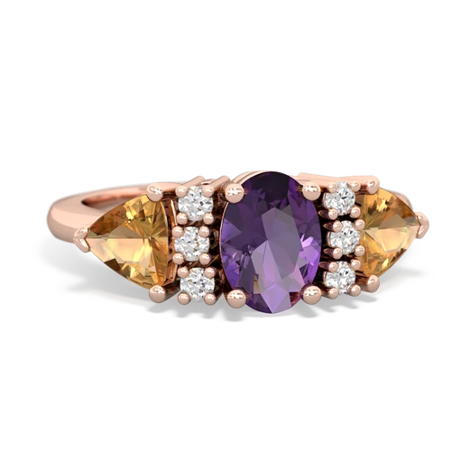 Genuine Amethyst with Genuine Citrine and Lab Created Ruby Antique Style Three Stone ring