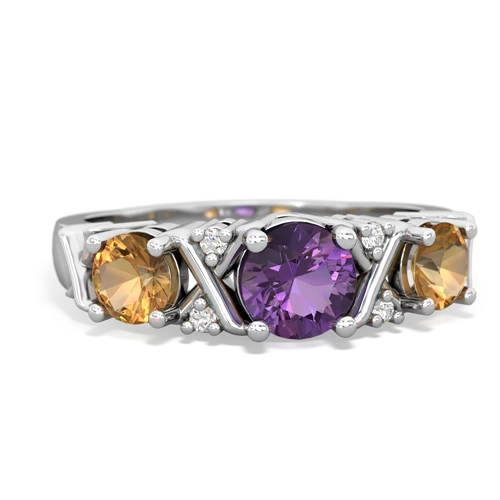 Amethyst Genuine Amethyst with Genuine Citrine and  Hugs and Kisses ring Ring