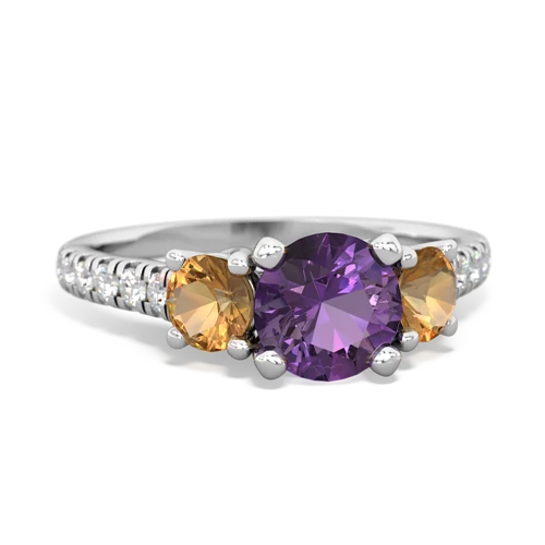 Amethyst Genuine Amethyst with Genuine Citrine and  Pave Trellis ring Ring