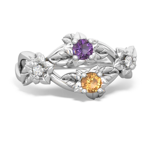 Amethyst Genuine Amethyst with Genuine Citrine Sparkling Bouquet ring Ring