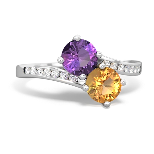 Amethyst Genuine Amethyst with Genuine Citrine Keepsake Two Stone ring Ring