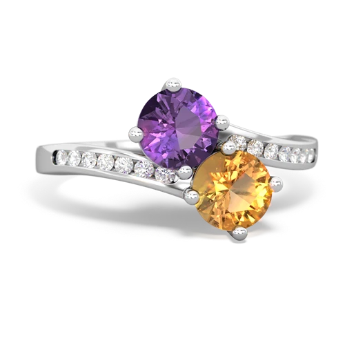 amethyst-citrine two stone channel ring