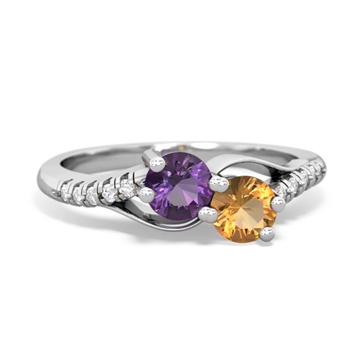 Amethyst Genuine Amethyst with Genuine Citrine Two Stone Infinity ring Ring