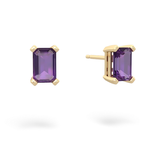 amethyst emerald cut stud earrings