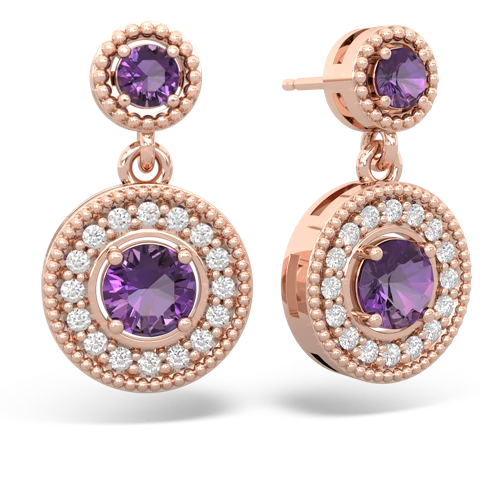 amethyst halo earrings
