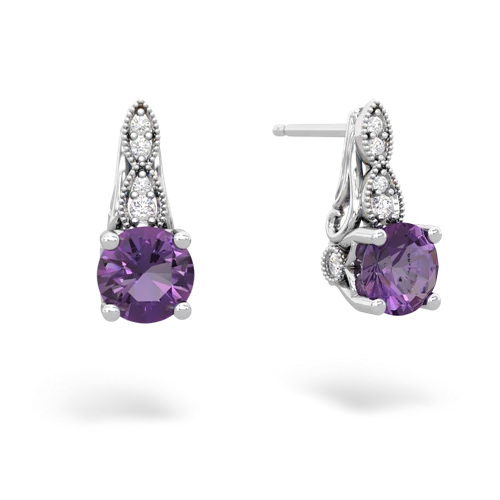 amethyst halo drop earrings