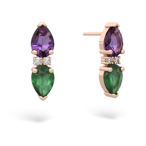 amethyst-emerald bowtie earrings