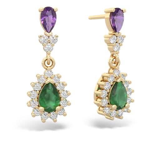 amethyst-emerald dangle earrings