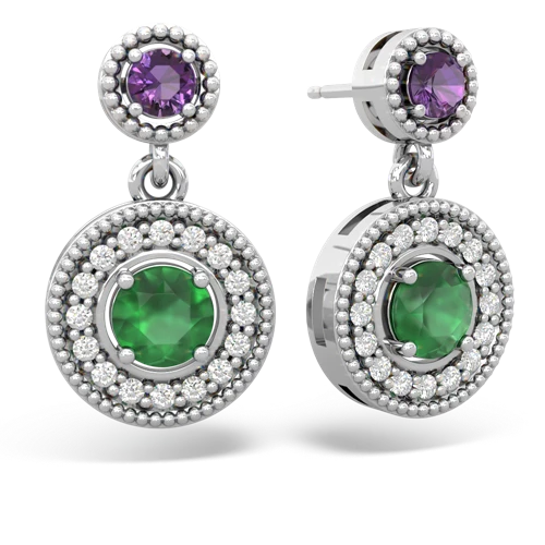 amethyst-emerald halo earrings
