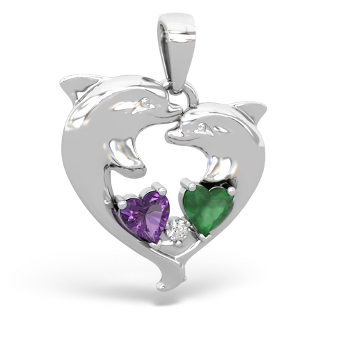 amethyst-emerald dolphins pendant