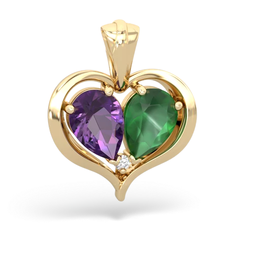 Amethyst Genuine Amethyst with Genuine Emerald Two Become One pendant Pendant