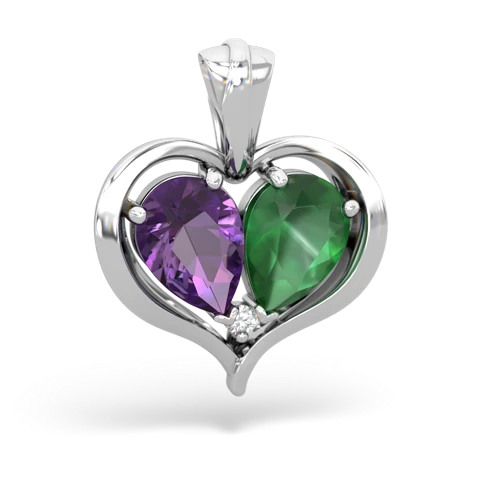 amethyst-emerald half heart whole pendant