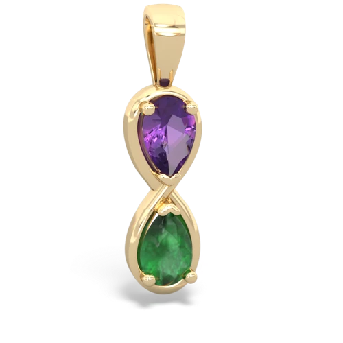 Amethyst Genuine Amethyst with Genuine Emerald Infinity pendant Pendant