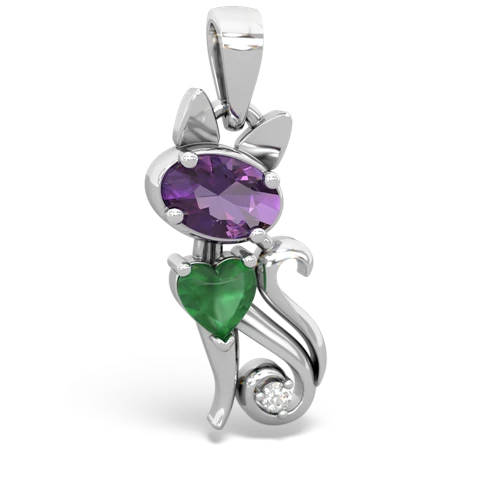 amethyst-emerald kitten pendant