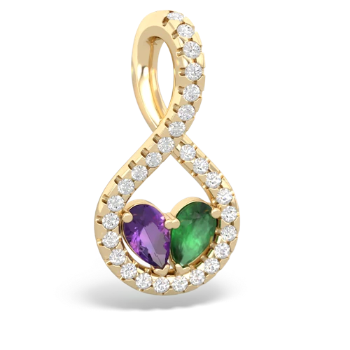 amethyst-emerald pave twist pendant