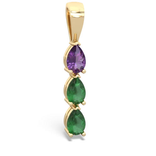 amethyst-emerald three stone pendant