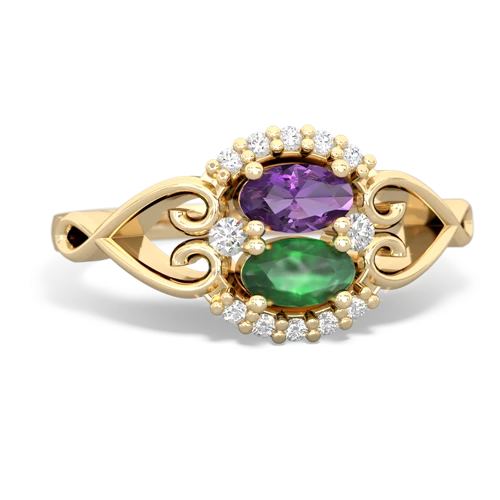 Amethyst Genuine Amethyst with Genuine Emerald Love Nest ring Ring