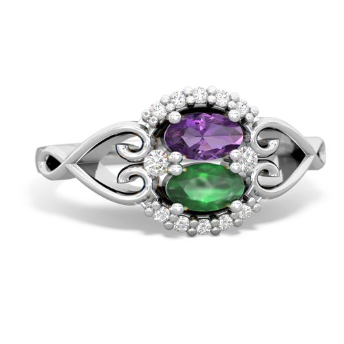 amethyst-emerald antique keepsake ring