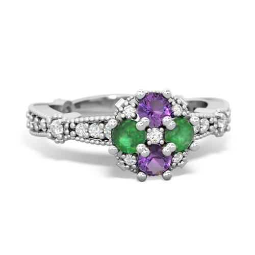 amethyst-emerald art deco engagement ring