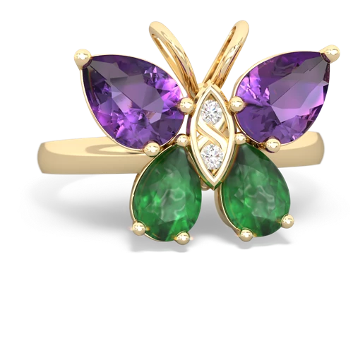 amethyst-emerald butterfly ring