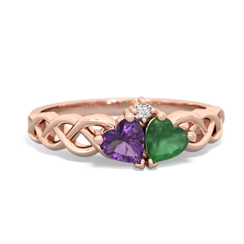 amethyst-emerald celtic braid ring