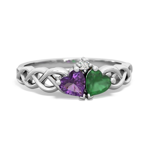 amethyst-emerald celtic braid ring