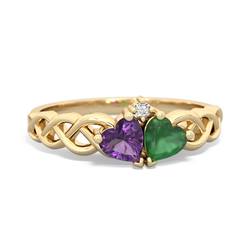 amethyst-emerald celtic braid ring