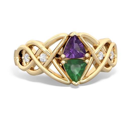 Amethyst Genuine Amethyst with Genuine Emerald Keepsake Celtic Knot ring Ring