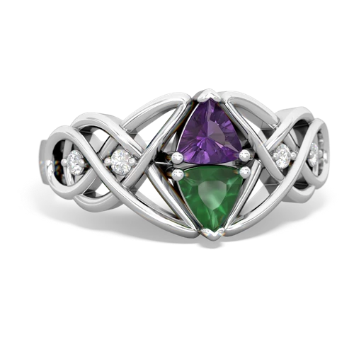 amethyst-emerald celtic knot ring