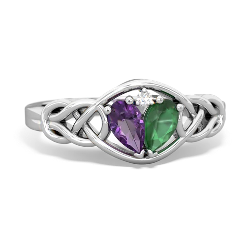 amethyst-emerald celtic knot ring