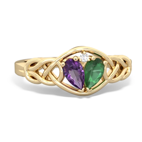 amethyst-emerald celtic knot ring