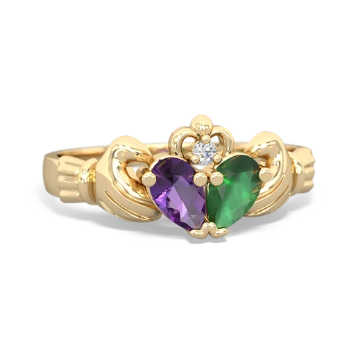 Amethyst Genuine Amethyst with Genuine Emerald Claddagh ring Ring