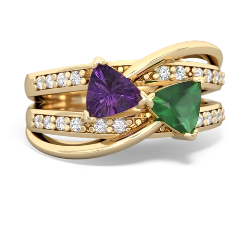 Amethyst Genuine Amethyst with Genuine Emerald Bowtie ring Ring