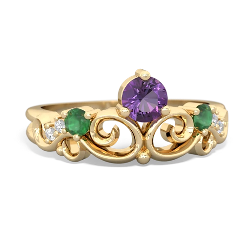 Amethyst Genuine Amethyst with Genuine Emerald and  Crown Keepsake ring Ring
