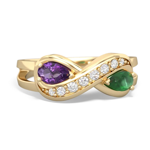 Amethyst Genuine Amethyst with Genuine Emerald Diamond Infinity ring Ring