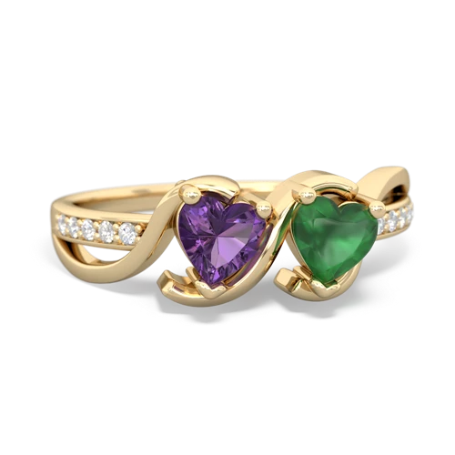 Amethyst Genuine Amethyst with Genuine Emerald Side by Side ring Ring