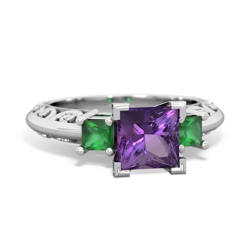 amethyst-emerald engagement ring